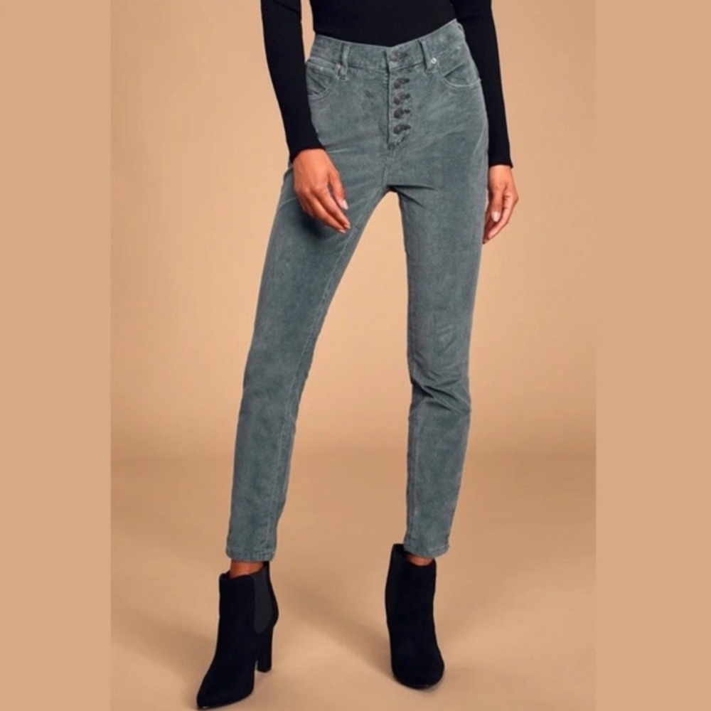 NWT🥏 Free People Sun Chaser Dusty Blue Corduroy Skinny Jeans